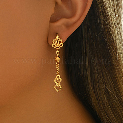 Элегантные латунные серьги-кольца в форме сердца с кисточками UE5965-2