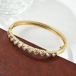Женские браслеты на шарнирах из латуни с микропаве и прозрачным фианитом BJEW-K274-02G