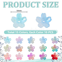 150 шт. 15-х цветные прозрачные стеклянные колпачки для бусин&nbsp;GLAA-PH0004-05