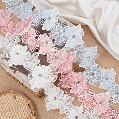 Двухслойные полиэстеровые цветочные кружевные ленты&nbsp;DIY-WH0656-60A