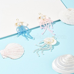 Подвески из натурального ракушечного и стеклянного жемчуга большие PALLOY-FS00033