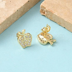 Серьги-гвоздики из латуни с микропаве из прозрачных кубических цирконий&nbsp;EJEW-Z144-24G