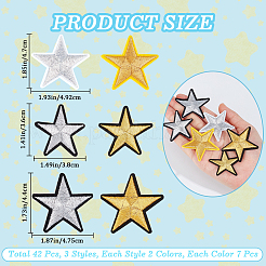 42 шт. 6 стиля звезд компьютерная вышивка ткань приклеиваемые/пришивные нашивки FIND-CP0002-14
