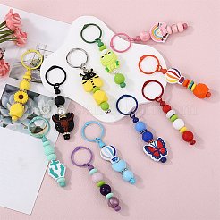 Брелок из железного стержня с бусинами KEYC-SZ0001-21