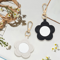 Вырезанная полая 2шт 2 цвета искусственная кожа подвесные украшения&nbsp;HJEW-CL0001-04C