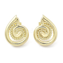 Латунные серьги-гвоздики в форме раковины для женщин&nbsp;EJEW-U035-10G