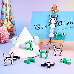 12 шт. 2 стильных силиконовых бусин в виде ушек кролика и лягушки&nbsp;SIL-TA0001-91