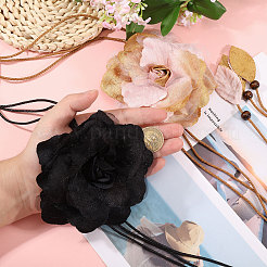 2 шт. 2 цвета тканевый цветочный ободок вощеный шнур платья пояса для женского украшения AJEW-CA0005-08