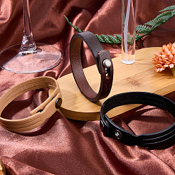 3шт. 3-х цветные кожаные шнуры-браслеты с защелкой&nbsp;BJEW-CL0001-06