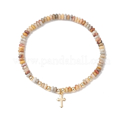 2 шт. браслет из натуральных бусин гагата «Crazy Agate» на эластичной основе&nbsp;BJEW-JB13415-04