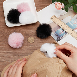 6шт брошь в виде шарика-помпона из двухцветного полиэстера и плюша JEWB-NB0001-24A