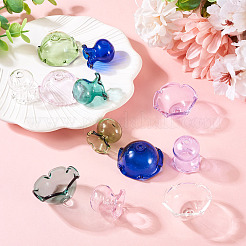 6 комплект двухцветных прозрачных стеклянных колпачков для бусин&nbsp;GLAA-BY0001-06