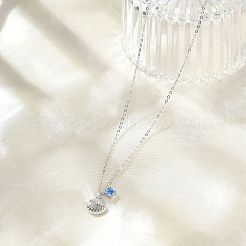 Ожерелья с подвеской из серебра 925 пробы с микропаве и кубическим цирконием для женщин&nbsp;NJEW-V007-01P