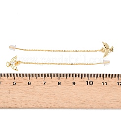 Серьга-нить из латуни с микропаве и прозрачными кубическими циркониями.&nbsp;EJEW-H182-11G