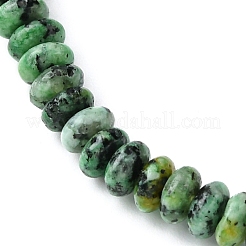 Женские плоские круглые эластичные браслеты из натуральной африканской бирюзы (яшмы) из бисера BJEW-JB09717-08