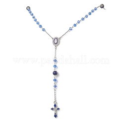 Круглые четки из натурального лазурита и стекла&nbsp;NJEW-JN05717