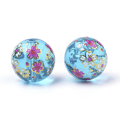 Печатные стеклянные бусины GFB-Q001-12mm-E08