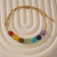 Браслеты из круглых бусин с натуральным тигровым глазом&nbsp;WD1381