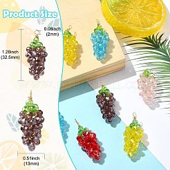 5 шт. подвески в виде винограда из медной проволоки и стеклянных бусин ручной работы двух цветов&nbsp;PALLOY-CJ00102