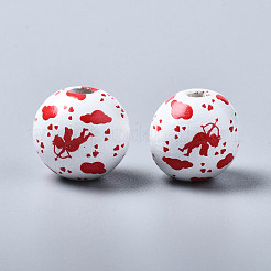 Расписные европейские бусины из натурального дерева WOOD-S057-059