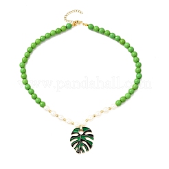 Ожерелья из круглых бусин из листового сплава с эмалью&nbsp;NJEW-JN05350-02