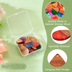 16шт 8 цвета прозрачные подвески из смолы и орехового дерева RESI-TA0002-66