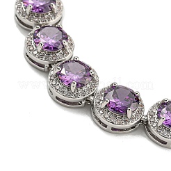 Браслеты из латуни с плоскими круглыми звеньями и стеклом для женщин&nbsp;BJEW-H604-02P