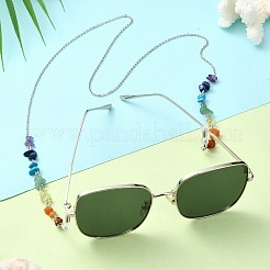 Цепочки для очков из натуральных смешанных драгоценных камней AJEW-EH00393