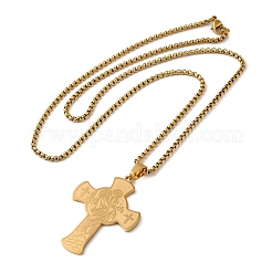 Крест Святого Христофора 201 из нержавеющей стали с подвеской в виде цепочки для женщин и мужчин&nbsp;LS-NJEW-F324-01G