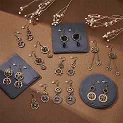 9 пара сережек-подвесок из цинкового сплава в 9 стилях EJEW-UN0006-96