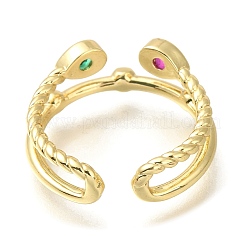 Кольца-манжеты из латуни с микропаве из кубического циркония для женщин&nbsp;RJEW-M022-27G