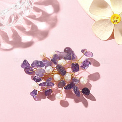 Булавка для броши в виде цветка из натуральных смешанных драгоценных камней и жемчуга JEWB-BR00098