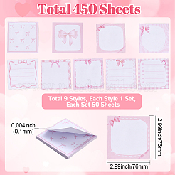 Квадратные с бантовым узором бумажные блокноты для заметок DIY-WH20082-05B