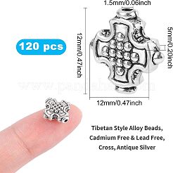Сплавочные овальные бусины тибетского стиля &nbsp;TIBEB-FH0001-32AS-RS