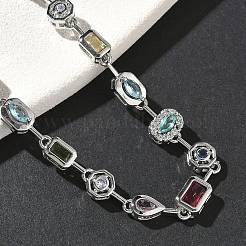 Браслеты-цепочки из латуни с микропаве из разноцветных кубических цирконий BJEW-G764-04P