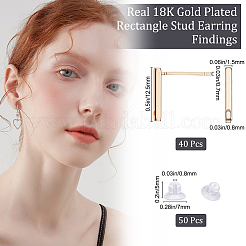 40 шт. латунные серьги-гвоздики&nbsp;KK-BBC0005-21G