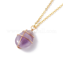 Колье с подвеской из натуральных смешанных камней NJEW-JN03763