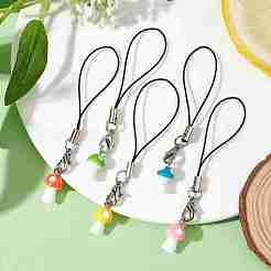 Ремешки для мобильных телефонов из непрозрачной смолы в виде грибовидной формы HJEW-JM01506