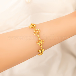 Браслеты-цепочки с цветочным узором из нержавеющей стали 304 для женщин&nbsp;STAS-H249-20G