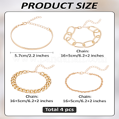 4шт стильный многослойный набор цепочек из сплава - 4 штуки креативных блестящих цепочек&nbsp;BJEW-LP0001-23