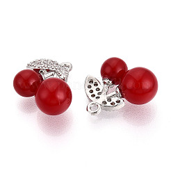 Подвески из латуни с микропаве из кубических цирконий и акрила&nbsp;KK-T074-66P