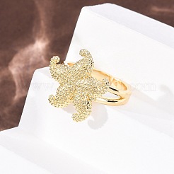 Открытые кольца из латуни с морской тематикой&nbsp;LS-RJEW-Z129-01G-03