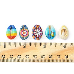 40шт 5 вида печатных натуральных бусин из ракушек каури SHEL-FS0001-05