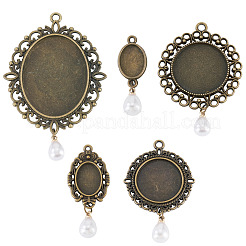 10 шт. 5 стиля подвеска из сплава с кабошоном&nbsp;HJEW-TAC0119