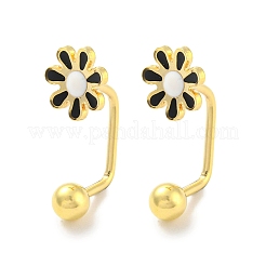 12 пара двухцветных серег-гвоздиков в форме цветка из нержавеющей стали 304 с эмалью и изогнутой штангой AJEW-C032-02G