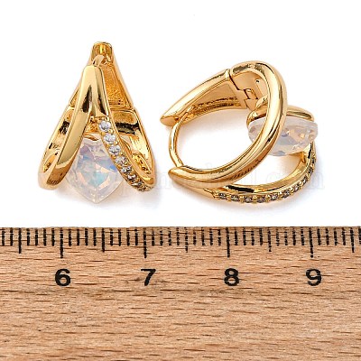 Серьги-кольца в форме сердца из латуни с микропаве из кубического циркония EJEW-F384-12G-1