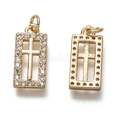 Латунные микропаве прозрачные подвески с фианитом ZIRC-B002-06G-1