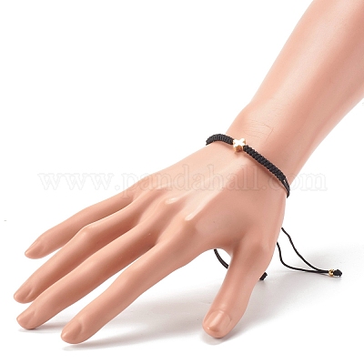 Крест латунные бусины регулируемые браслеты из нейлоновой нити BJEW-JB06396-02-1