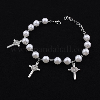 Старинные браслеты из нержавеющей стали с подвесками в виде креста святого Бенедикта DX1356-1