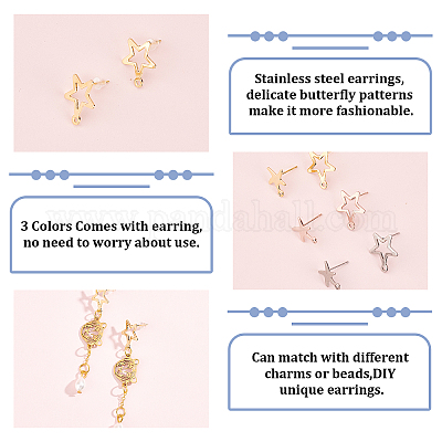 60 шт. 6 шт. фурнитура для сережек-гвоздиков из нержавеющей стали 201 STAS-DC0010-27-1